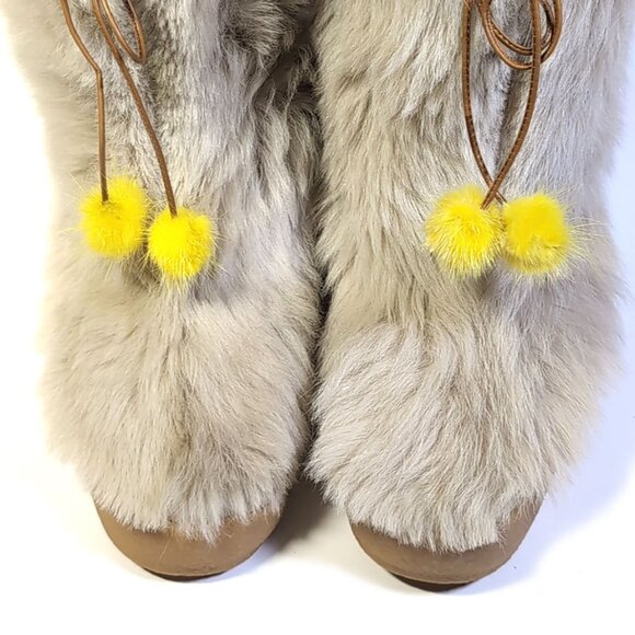 Kate Spade Yeti Boots Size 7 ITALIAN Womens 7 Boots Blonde Fur Snow Boots - Picture 4 of 7